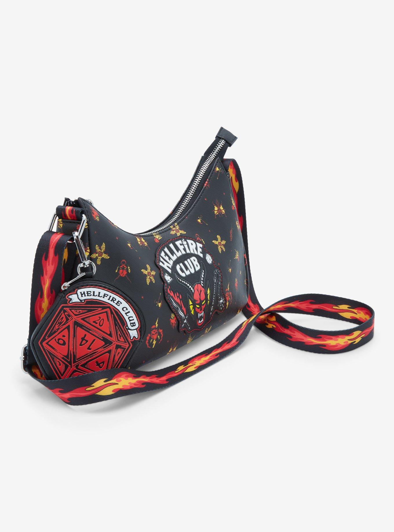 Loungefly Stranger Things Hellfire Club Icons Allover Print Crossbody Bag, , hi-res