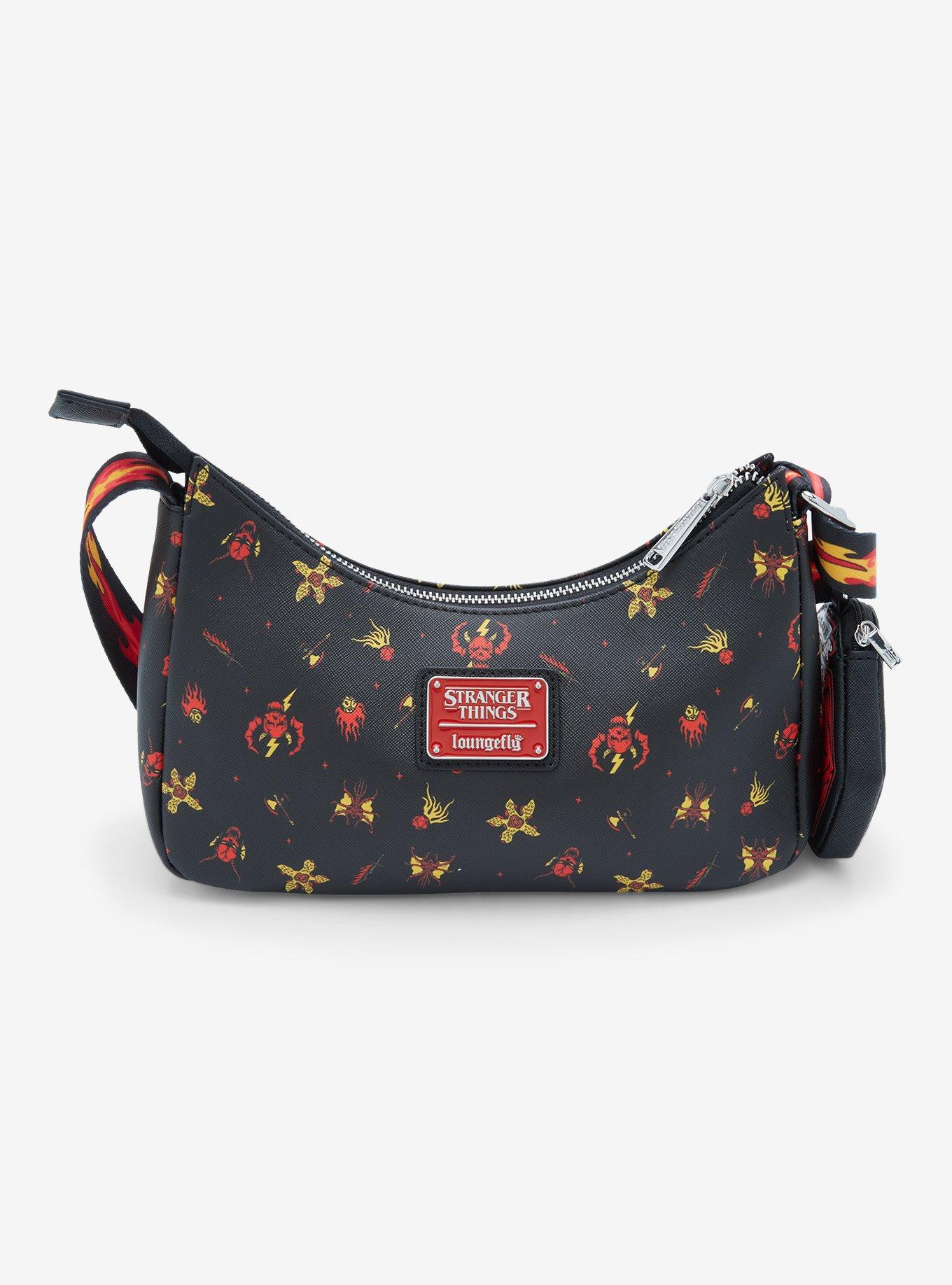 Loungefly Stranger Things Hellfire Club Icons Allover Print Crossbody Bag, , alternate