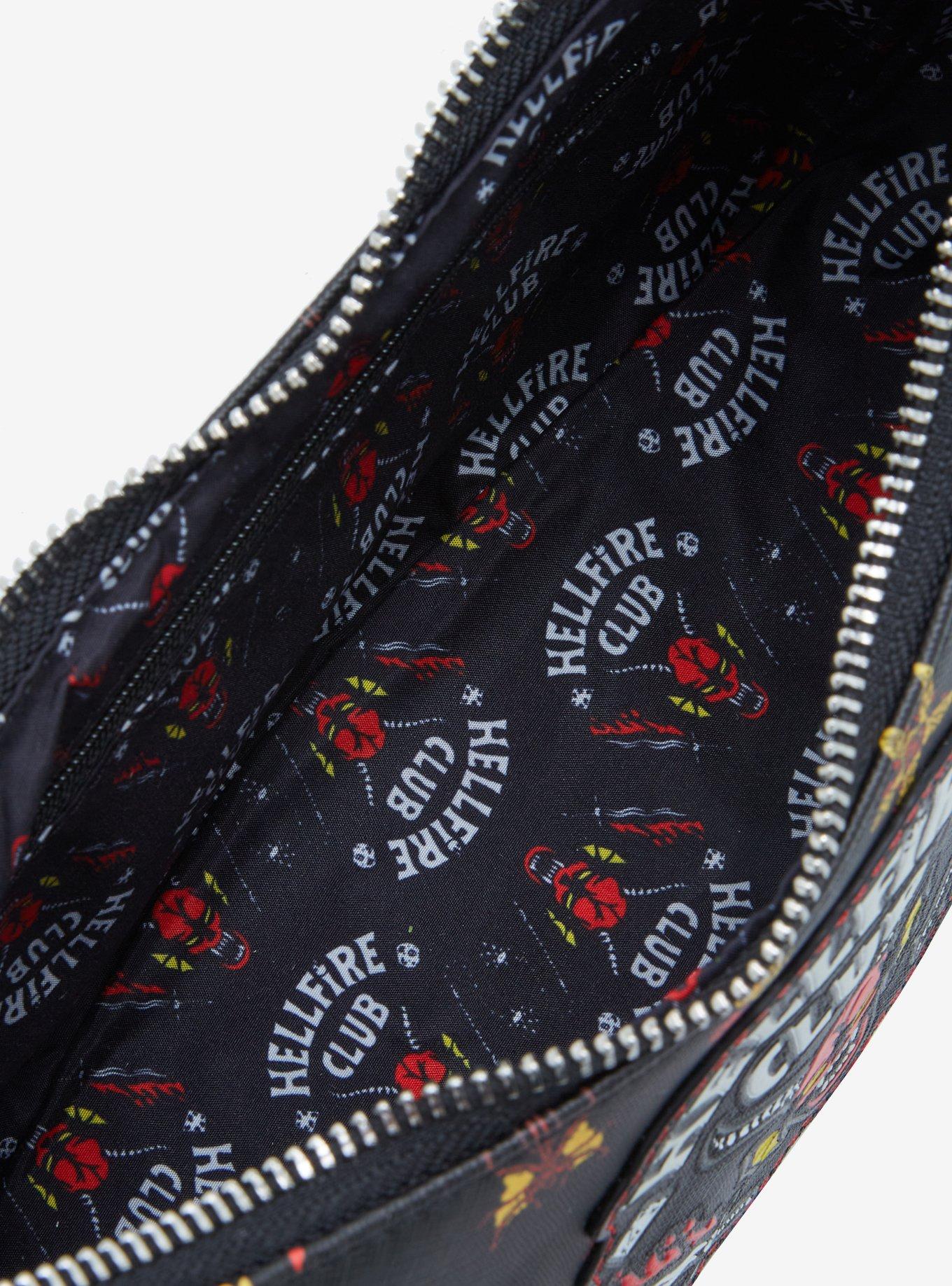 Loungefly Stranger Things Hellfire Club Icons Allover Print Crossbody Bag, , alternate