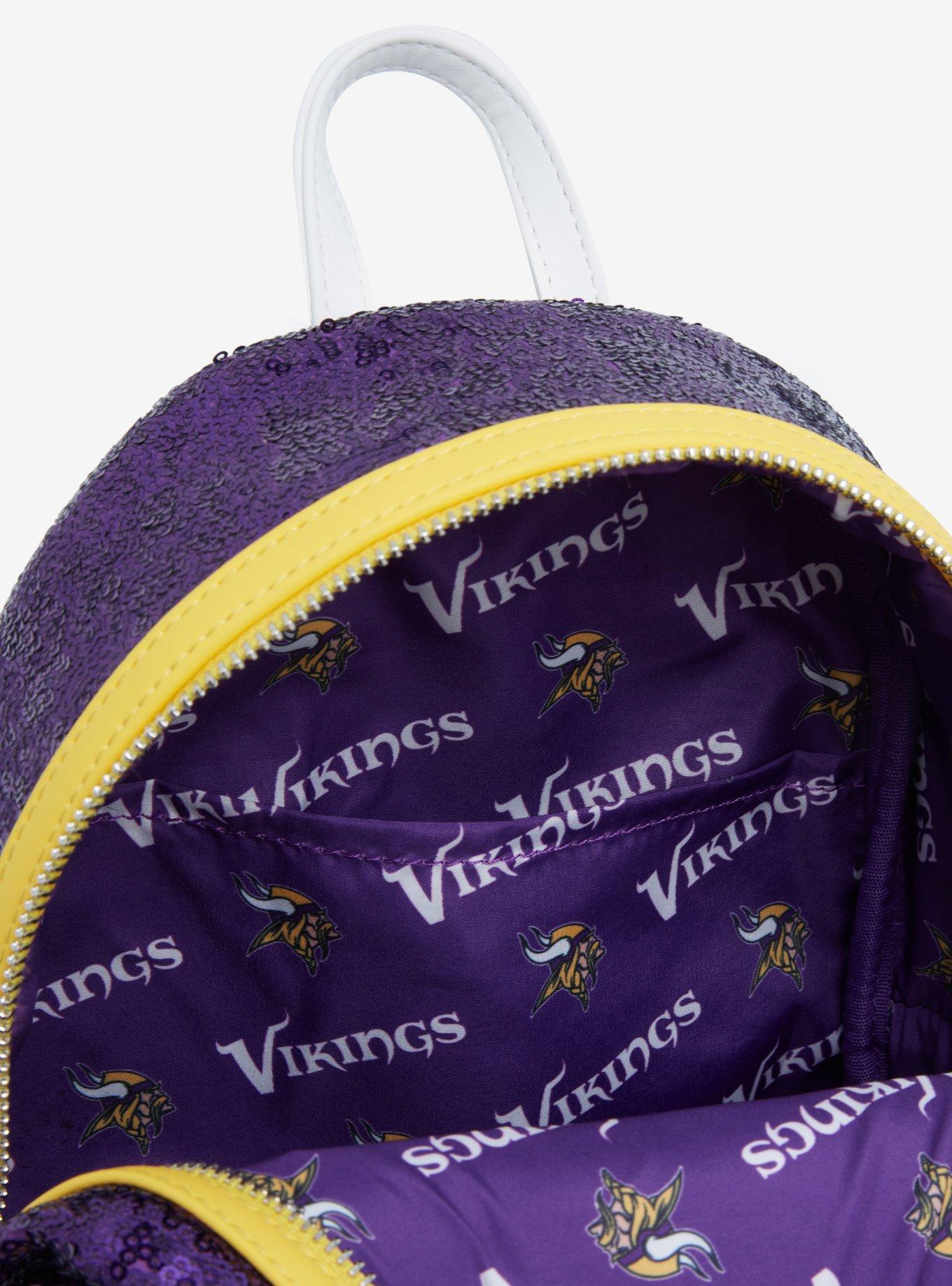 Loungefly NFL Minnesota Vikings Sequin Mini Backpack, , alternate