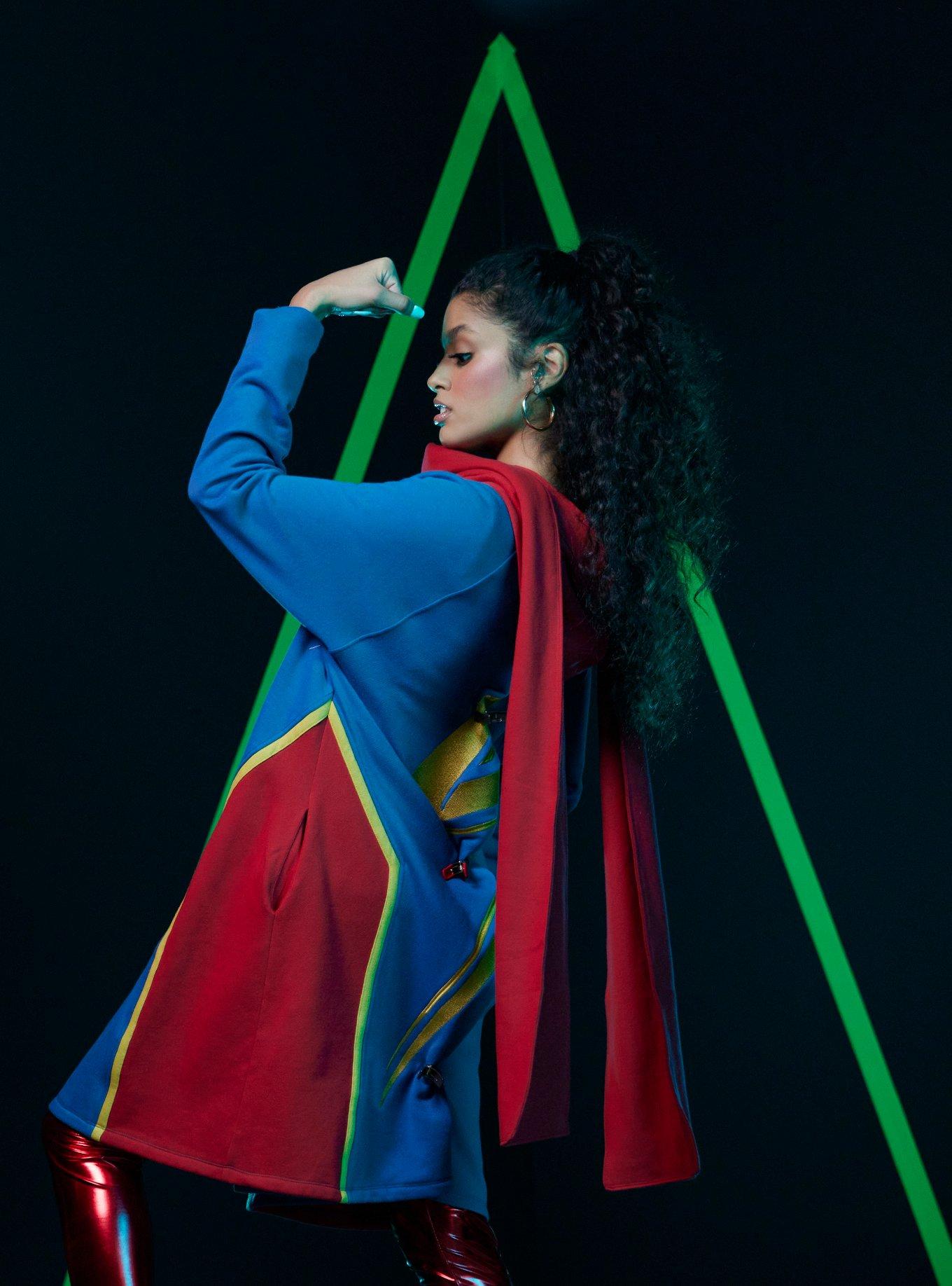 Her Universe Marvel The Marvels Ms. Marvel Hooded Scarf Long Cardigan, MULTI, alternate