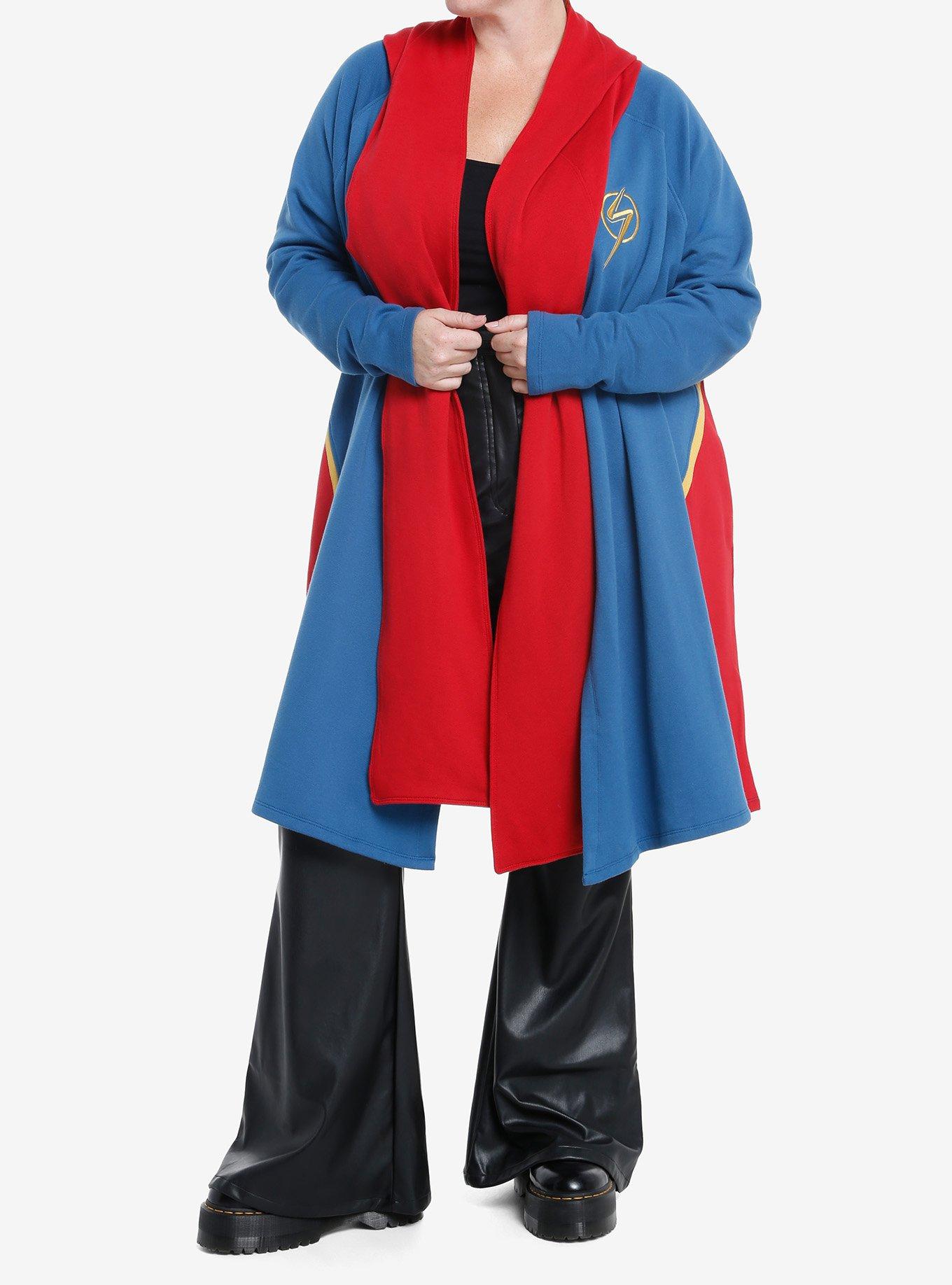 Her Universe Marvel The Marvels Ms. Marvel Hooded Scarf Long Cardigan Plus Size, MULTI, alternate