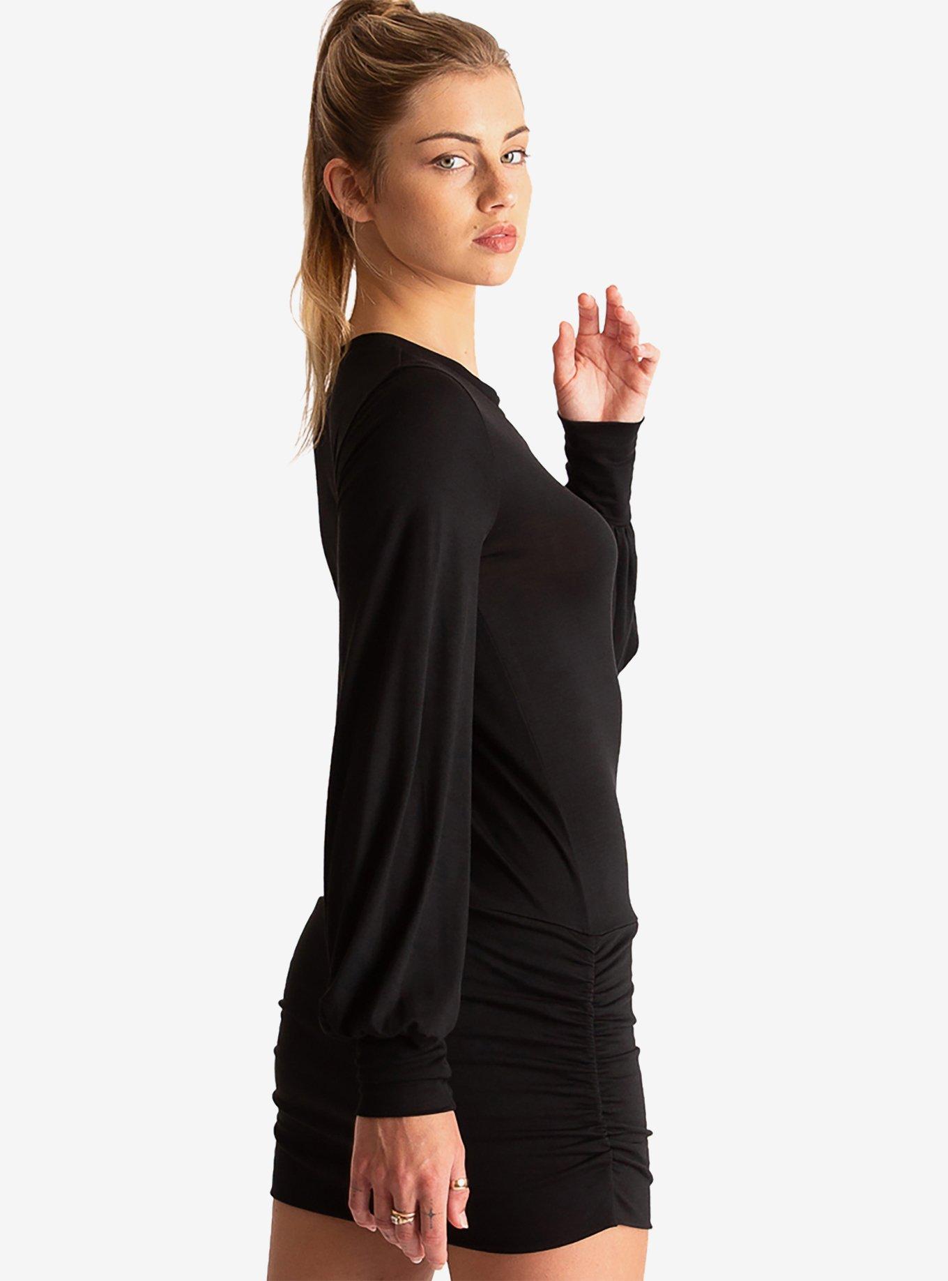 Leah Bell Sleeve Mini Dress, BLACK, alternate