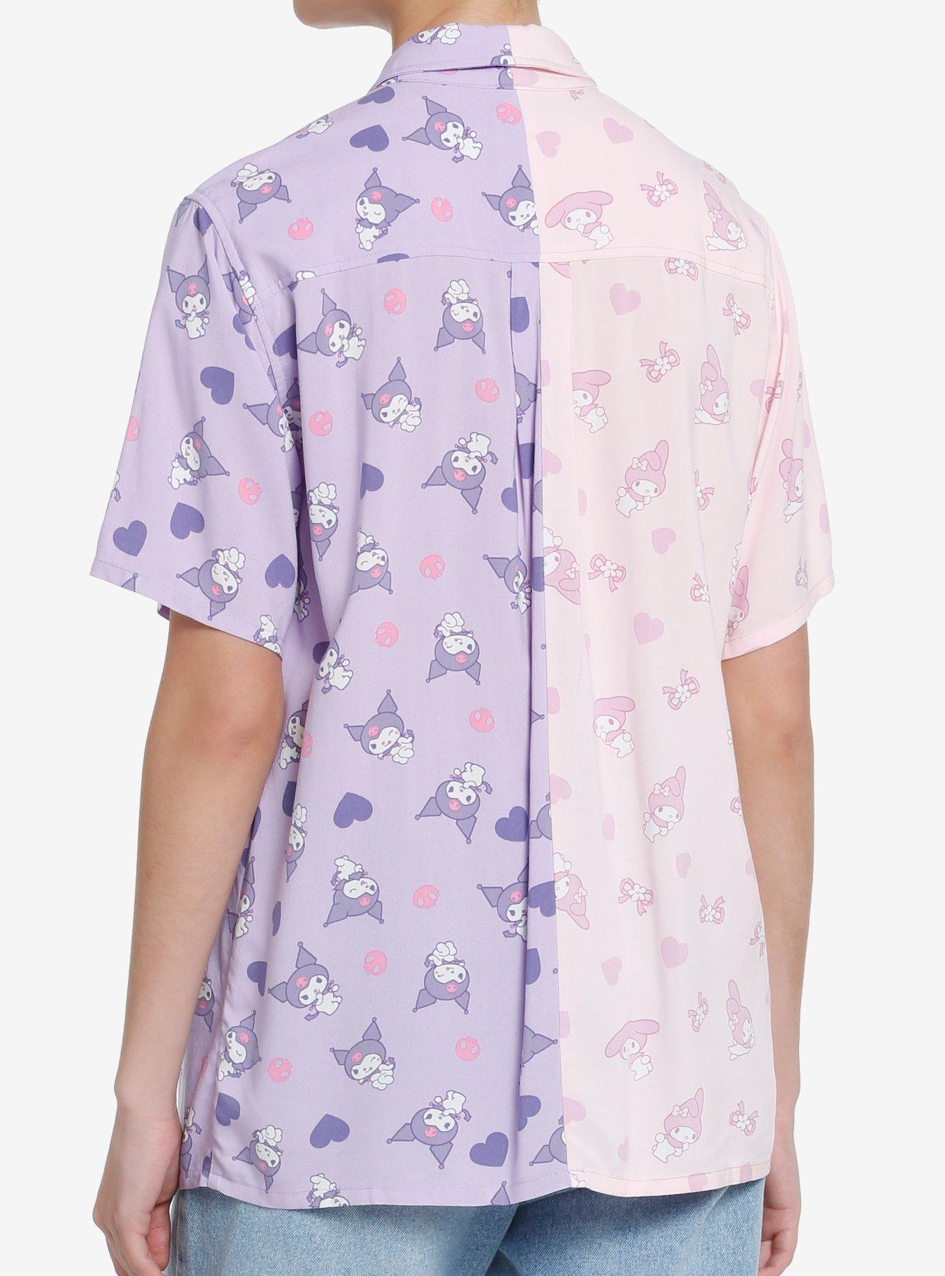 My Melody & Kuromi Split Girls Oversized Woven Button-Up, MULTI, alternate