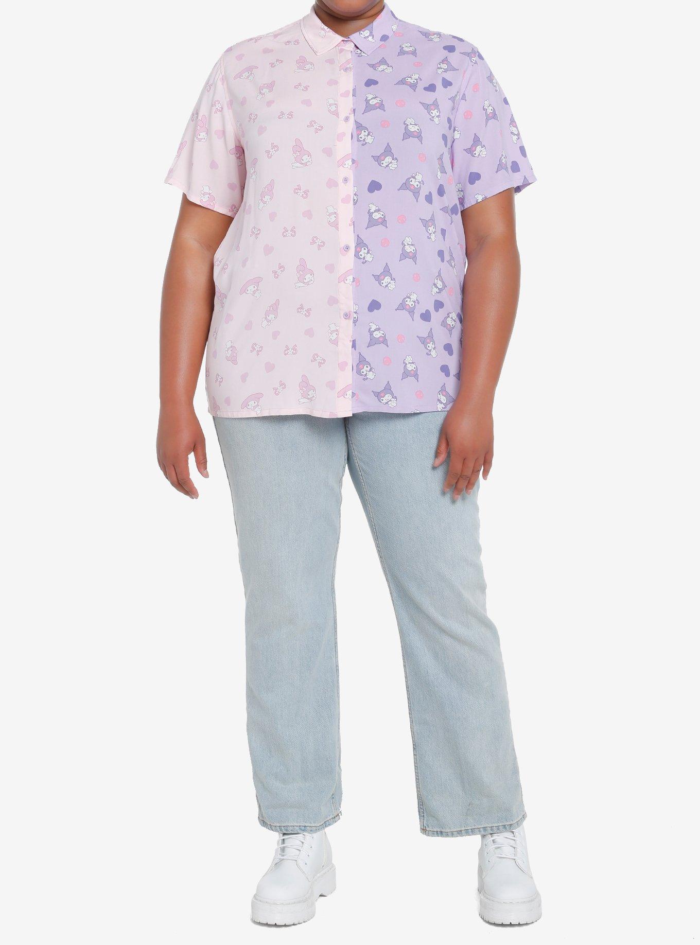 My Melody & Kuromi Split Girls Oversized Woven Button-Up Plus Size, MULTI, alternate