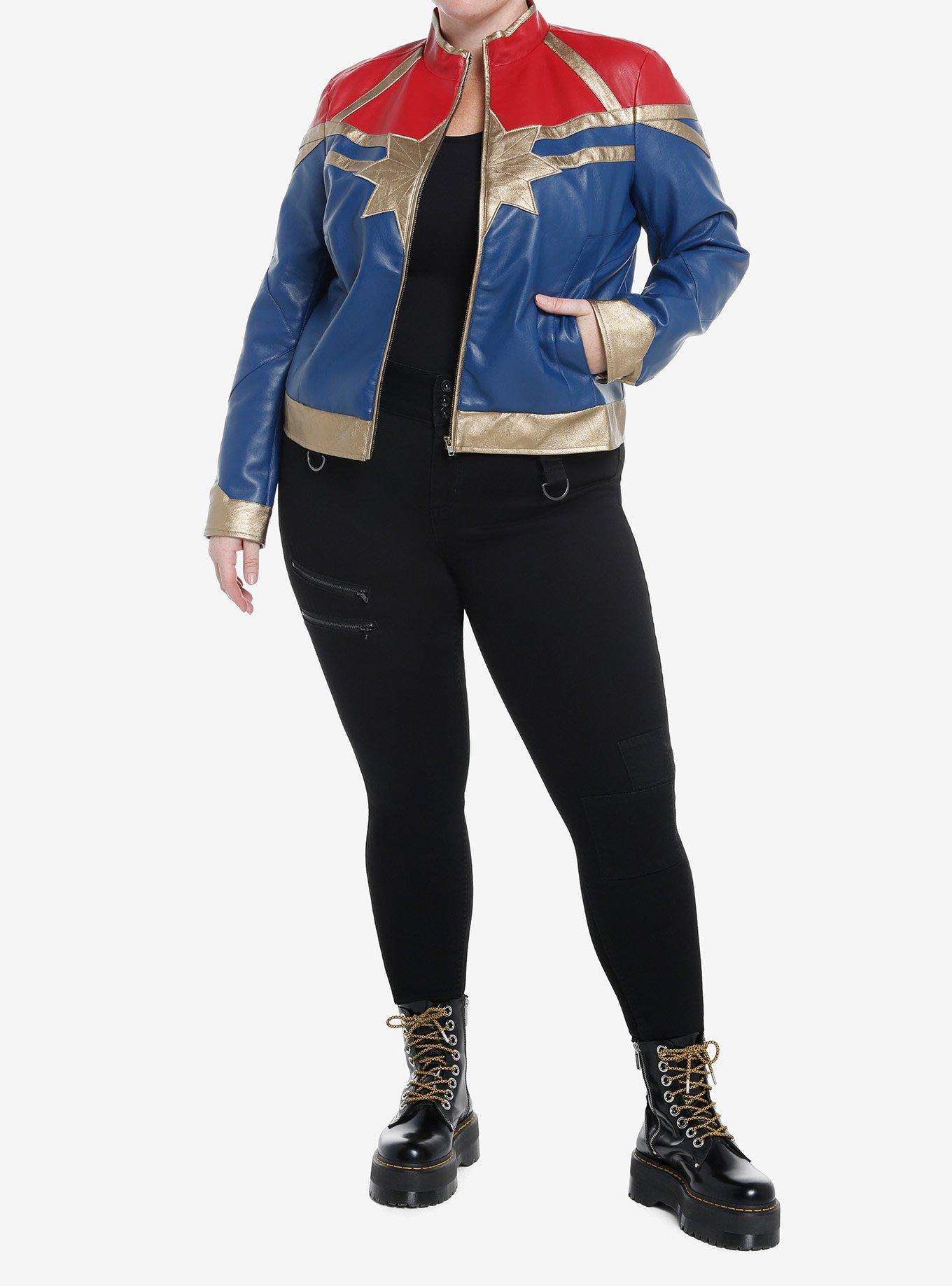 Her Universe Marvel The Marvels Captain Marvel Faux Leather Jacket Plus Size, MULTI, alternate