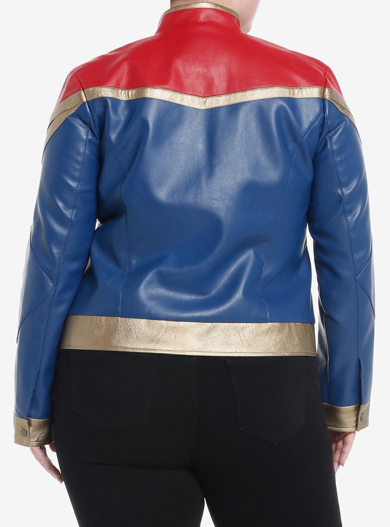 Her Universe Marvel The Marvels Captain Marvel Faux Leather Jacket Plus Size, MULTI, alternate