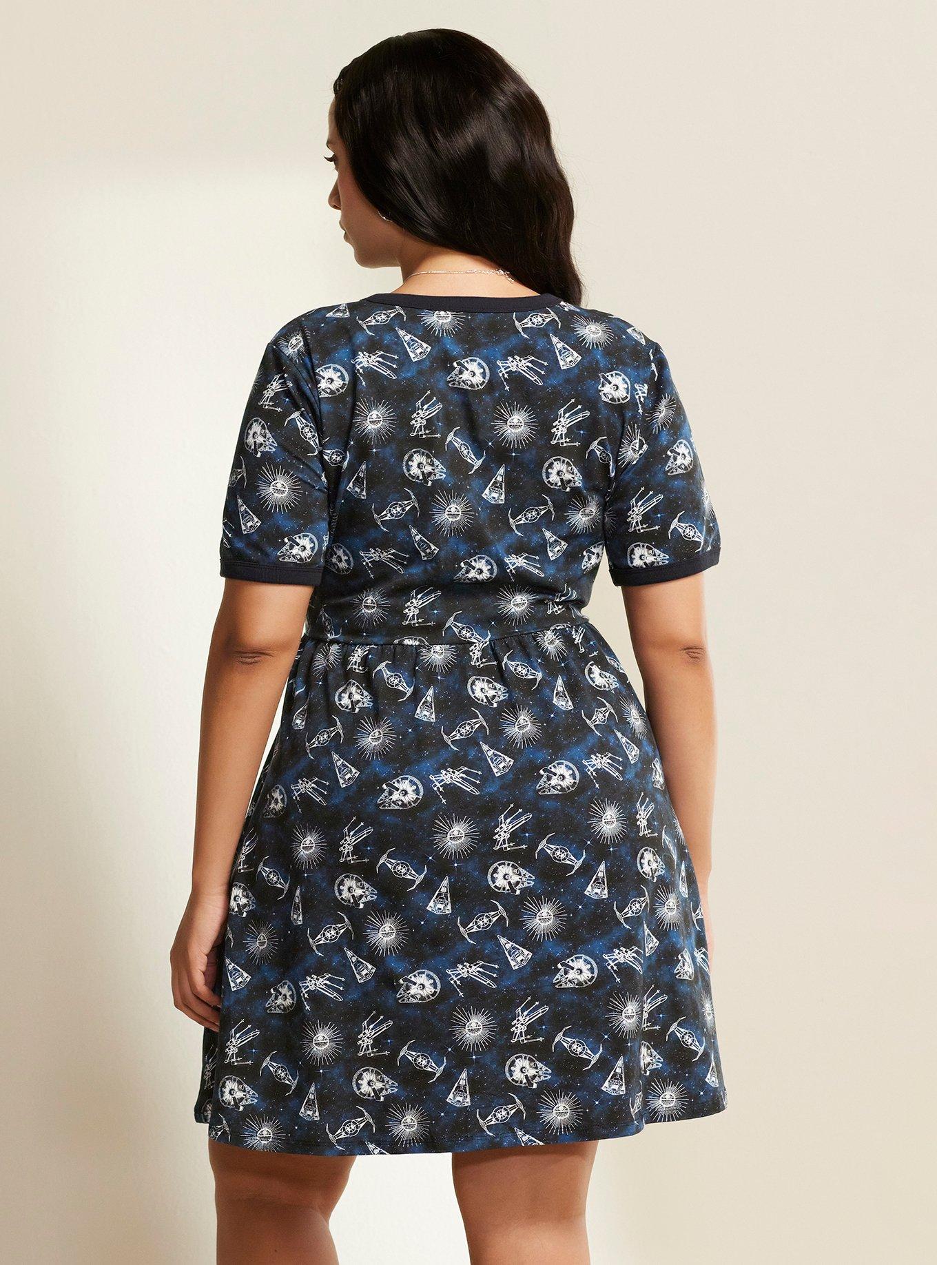 Her Universe Star Wars Spaceships T-Shirt Dress Plus Size Her Universe Exclusive, MULTI, alternate