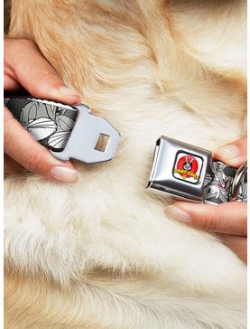 Looney Tunes Bugs Bunny Close Up Poses Charcoal Seatbelt Buckle Dog Collar, , hi-res