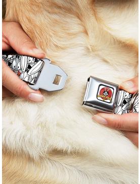 Plus Size Looney Tunes Bugs Bunny Stacked White Black Gray Seatbelt Buckle Dog Collar, , hi-res