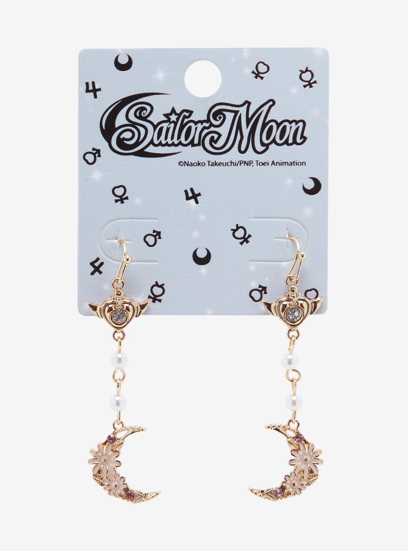 Sailor Moon Rose Gold Crescent Moon Earrings, , alternate