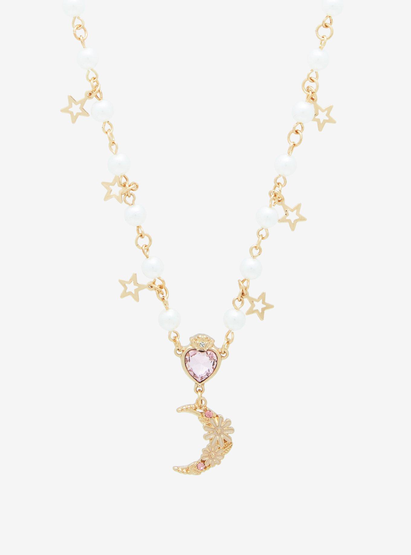 Sailor Moon Floral Crescent Moon Necklace, , alternate