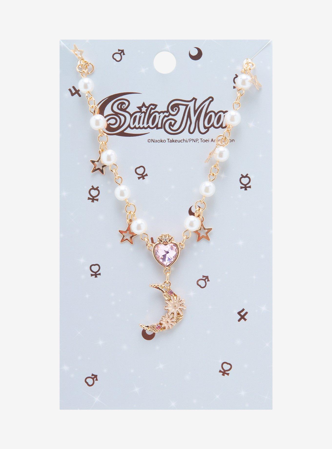 Sailor Moon Floral Crescent Moon Necklace, , alternate