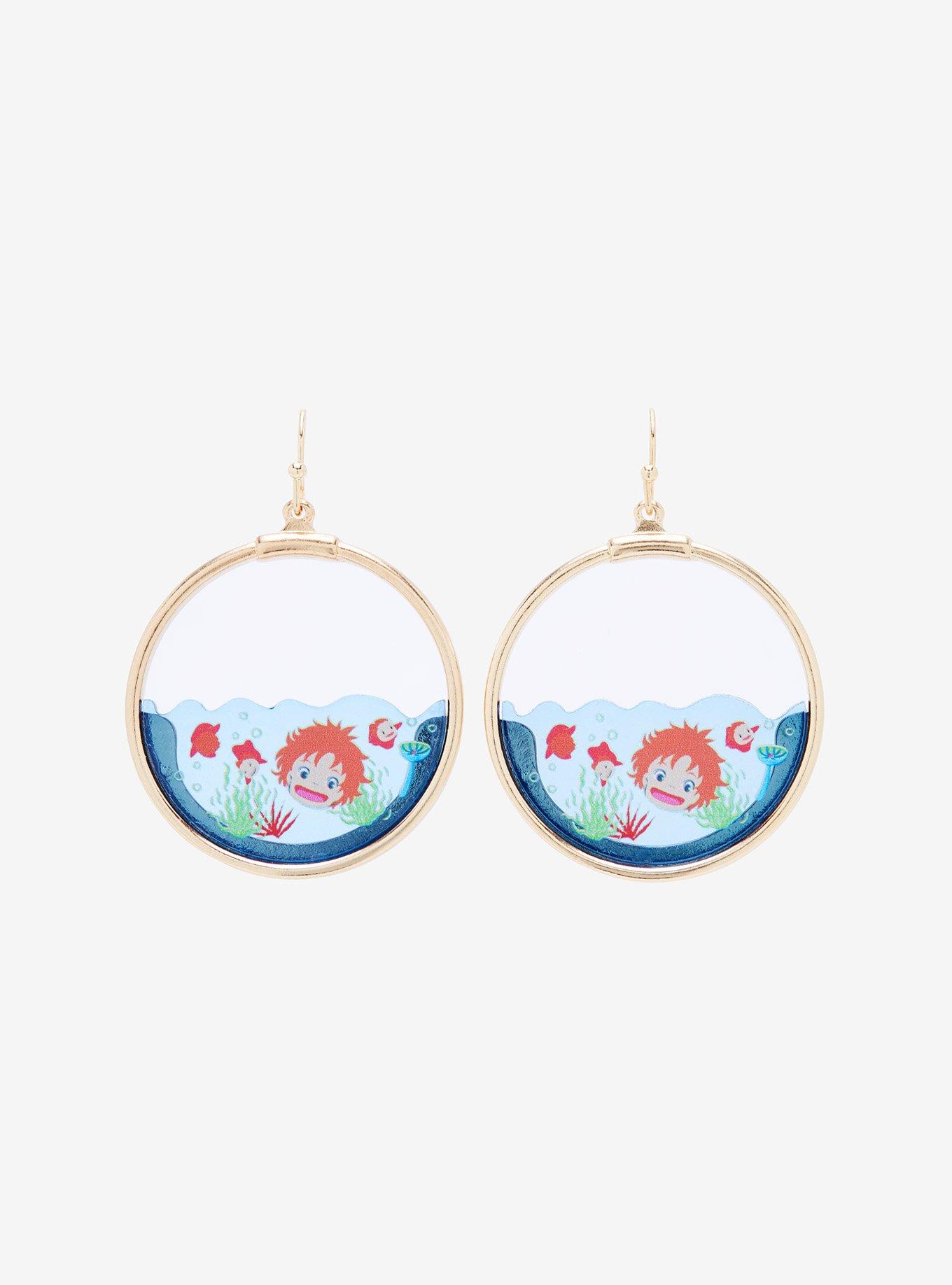 Studio Ghibli Ponyo Swimming Scene Hoop Earrings - BoxLunch Exclusive, , alternate