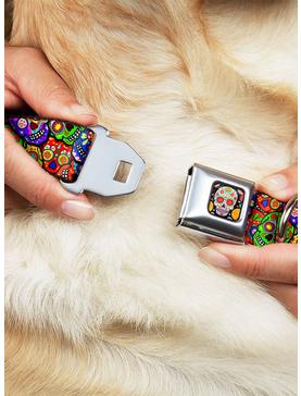 Colorful Calaveras Stacked Seatbelt Buckle Dog Collar, , hi-res