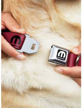 Mopar Logo Repeat Fuchsia Black Seatbelt Buckle Dog Collar, , hi-res