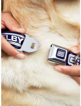 Carroll Shelby Racing Logo Block Navy White Seatbelt Buckle Dog Collar, , hi-res