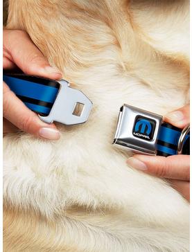 Mopar Logo Stripe Black Blue Seatbelt Buckle Dog Collar, , hi-res