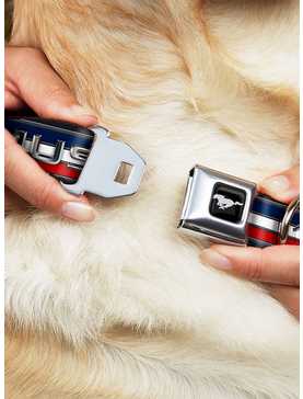 Mustang Text Tri Bar Stripe Seatbelt Buckle Dog Collar, , hi-res