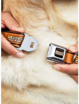 426 Hemi Badge Stripes Weathered Seatbelt Buckle Dog Collar, , hi-res