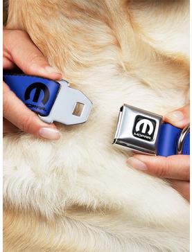 Mopar Logo Repeat Blue Black Seatbelt Buckle Dog Collar, , hi-res