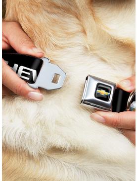 Chevrolet Bowtie Black Gold White Seatbelt Buckle Dog Collar, , hi-res