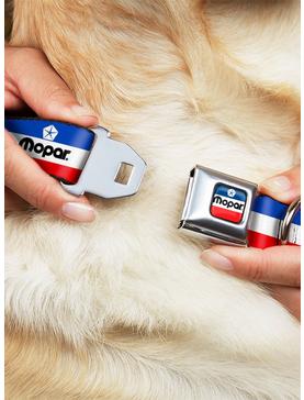 Mopar Logo Stripe Blue White Red Seatbelt Buckle Dog Collar, , hi-res