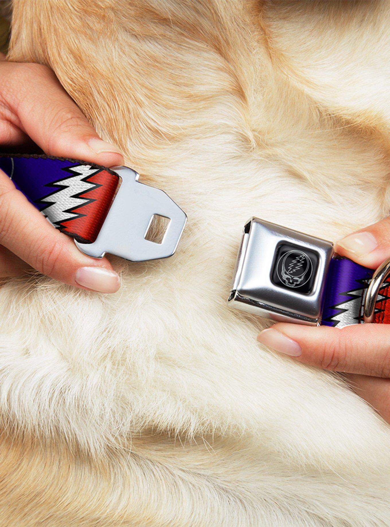 Grateful Dead Steal Your Face Lightning Bolt Seatbelt Buckle Dog Collar, , hi-res