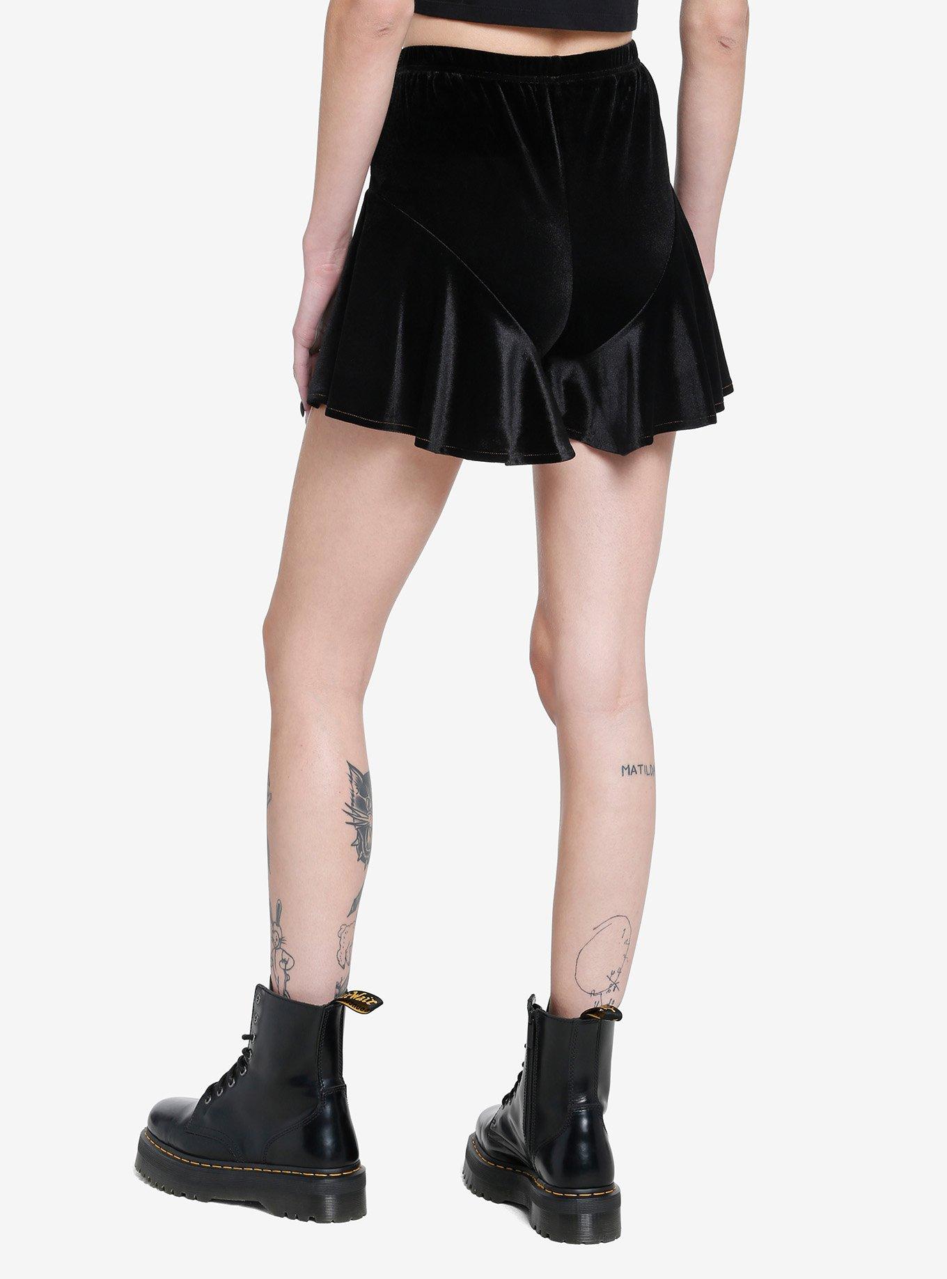 Thorn & Fable 'Til Death Velvet Flutter Lounge Shorts, BLACK, alternate