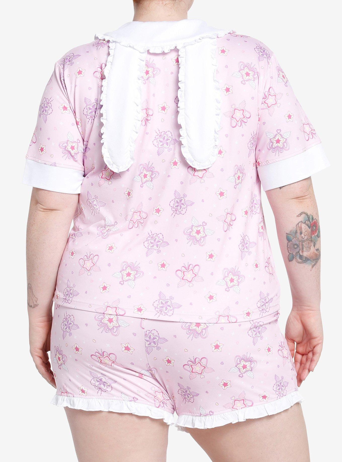 Kawaii Sakura Bunny Ears Girls Button-Up Lounge Top Plus Size, MULTI, alternate