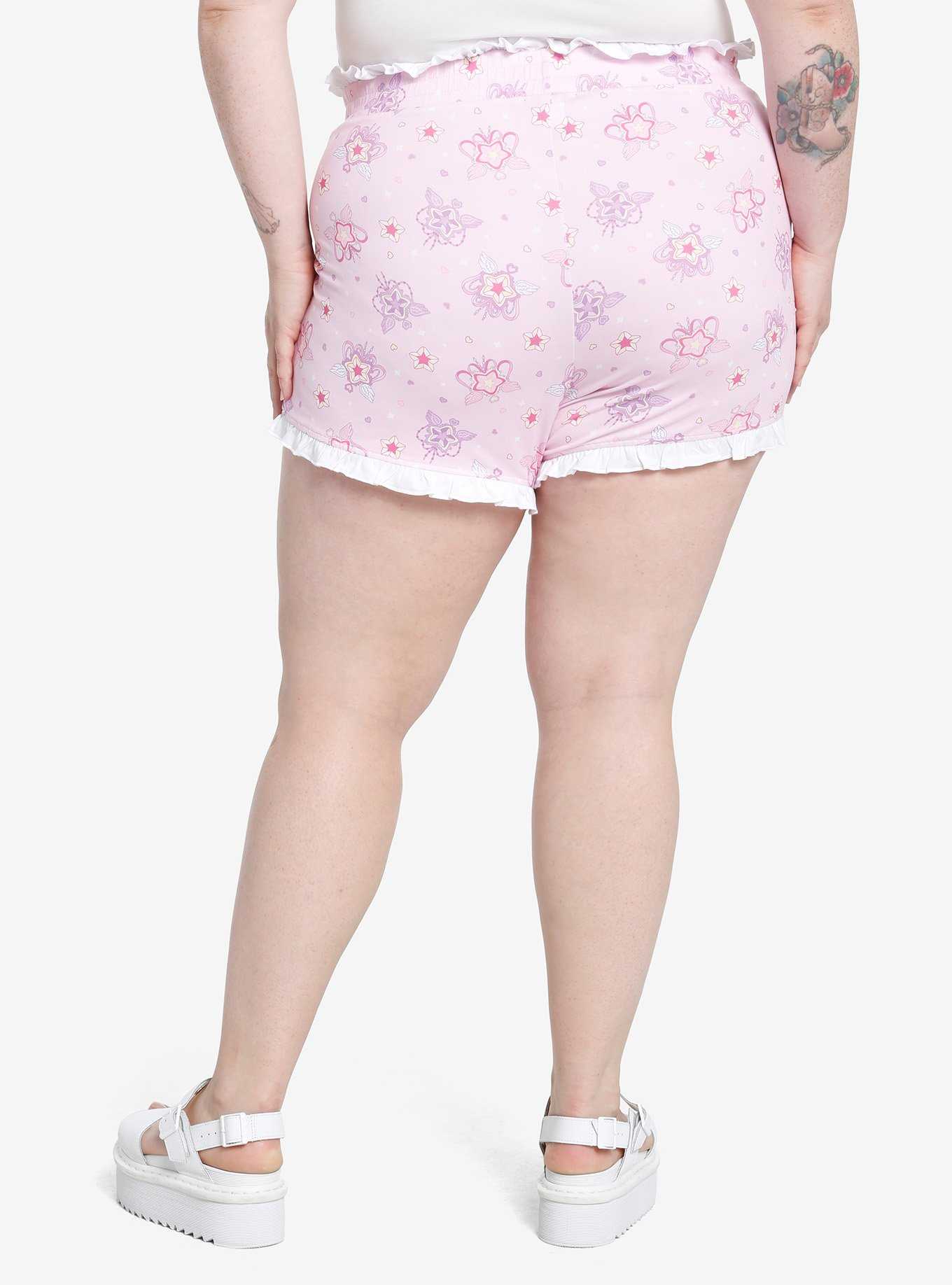 Kawaii Sakura Ruffle Lounge Shorts Plus Size, , hi-res
