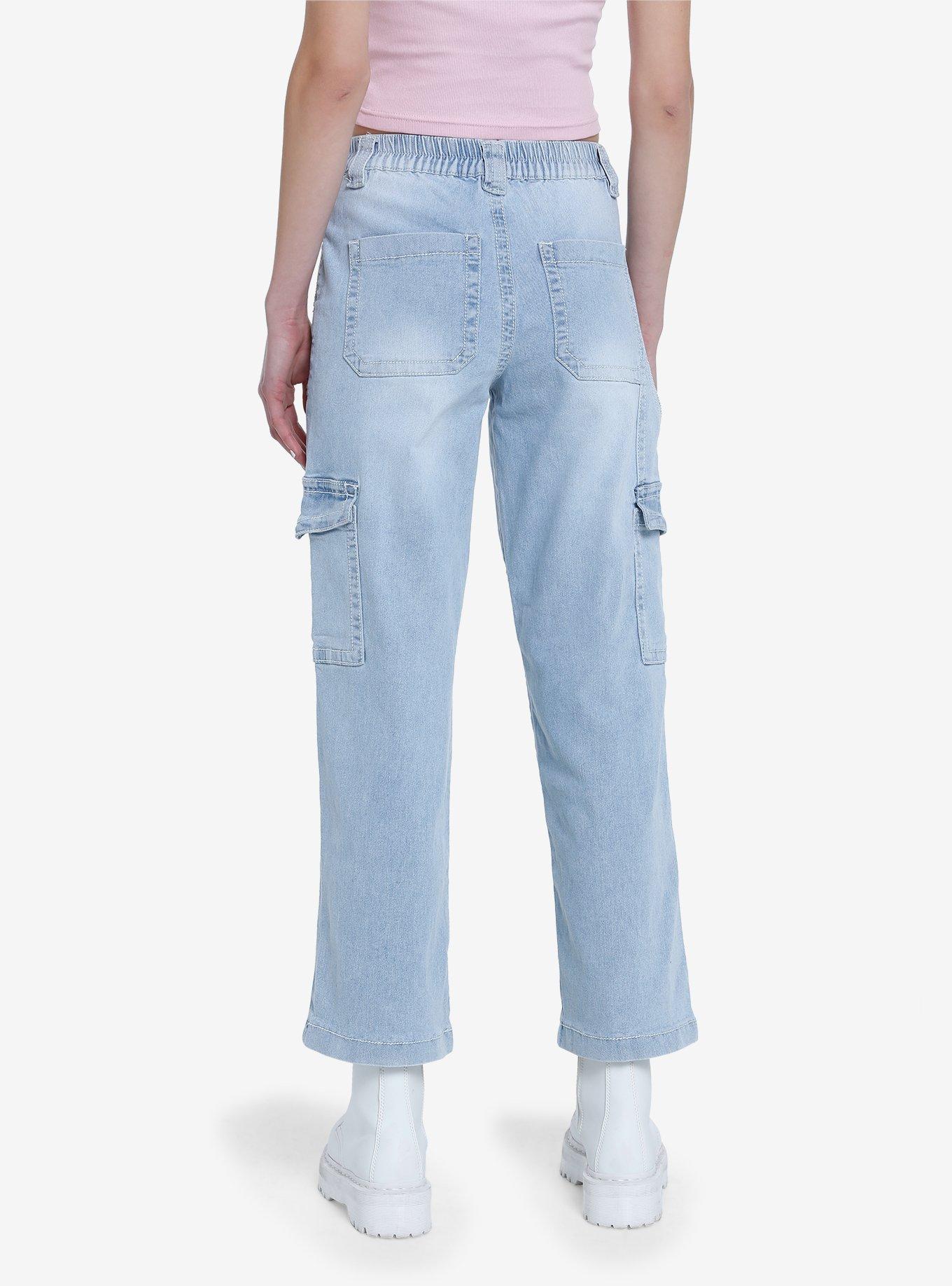Light Indigo Denim Cargo Pants, , hi-res