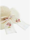 Tan Floral Bow Floppy Hat, , alternate