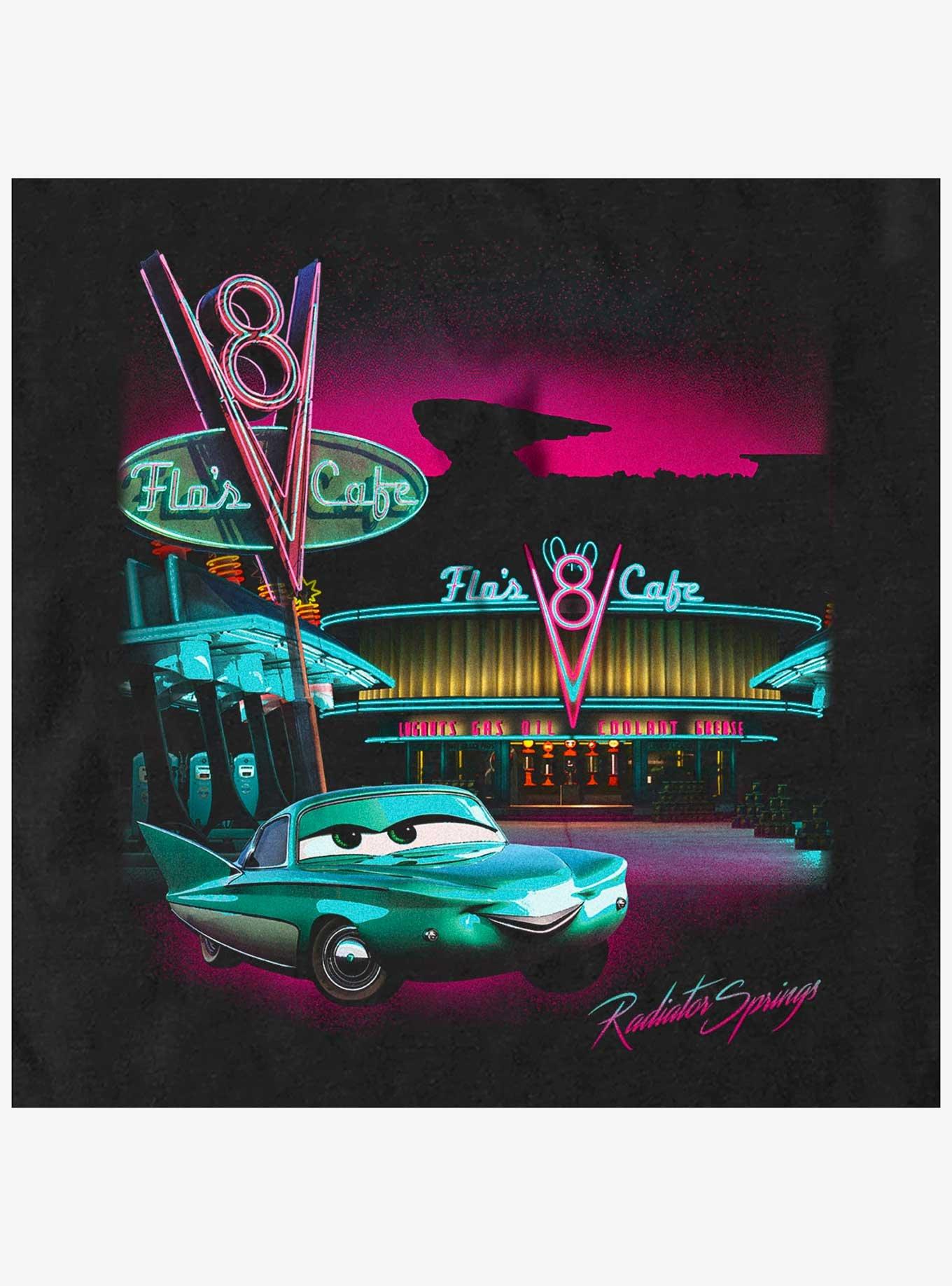 Disney Pixar Cars Flo's Cafe Poster T-Shirt, BLACK, alternate