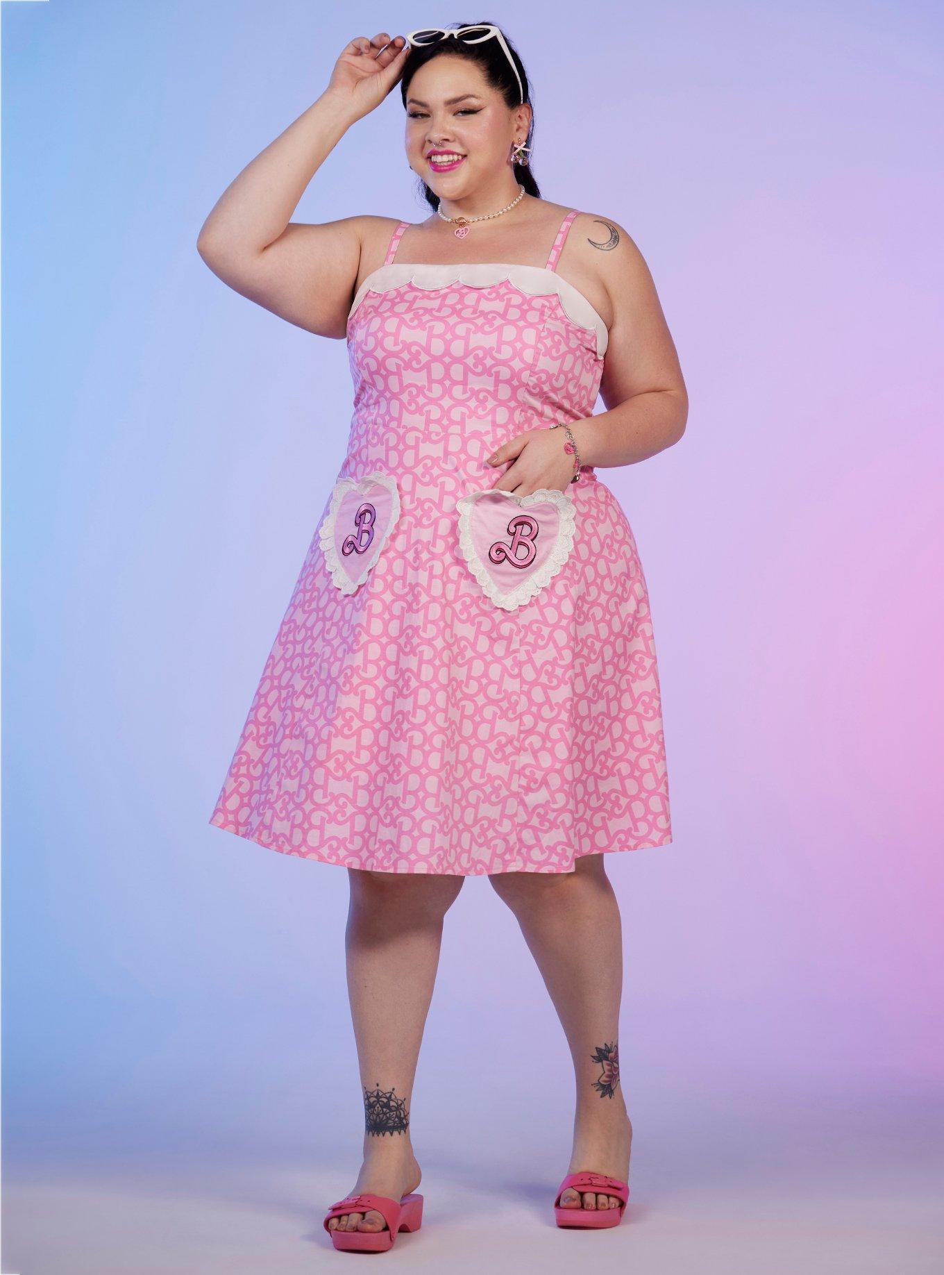Barbie Heart Retro Sweetheart Dress Plus Size, WHITE, alternate