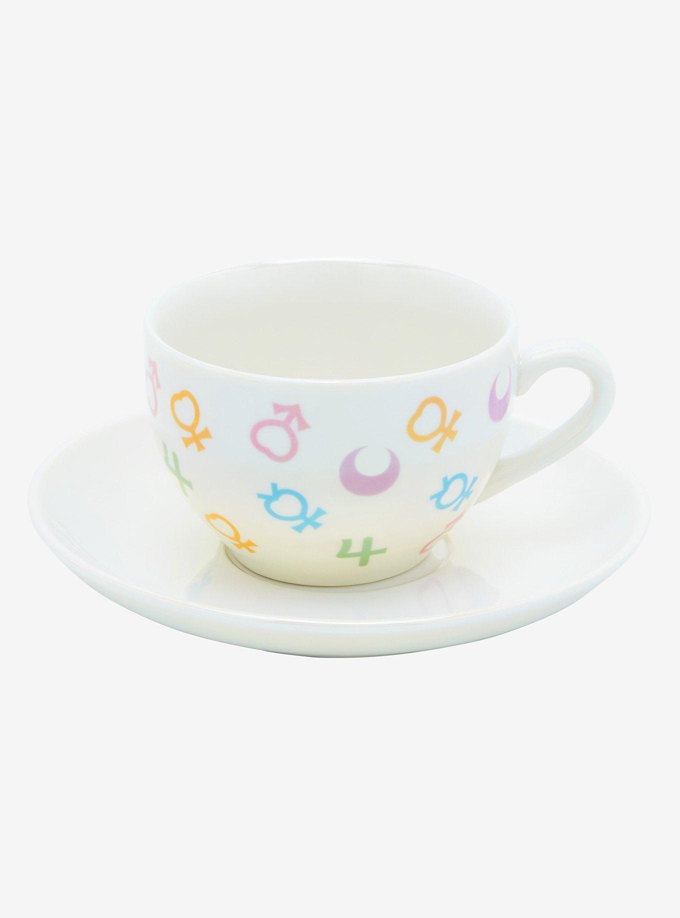 Sailor Moon Symbols Allover Print Iridescent Teacup with Saucer, , alternate
