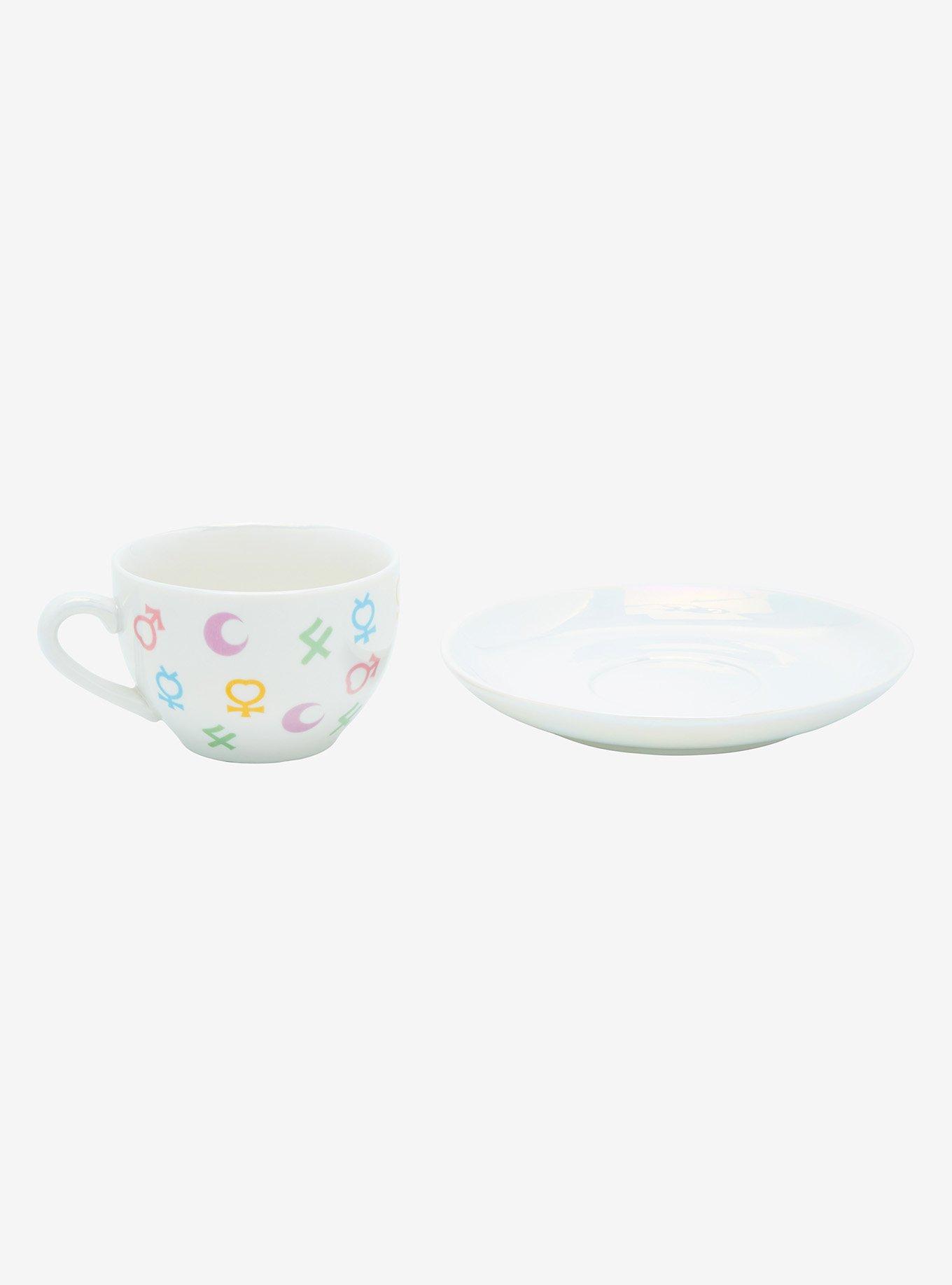 Sailor Moon Symbols Allover Print Iridescent Teacup with Saucer, , alternate