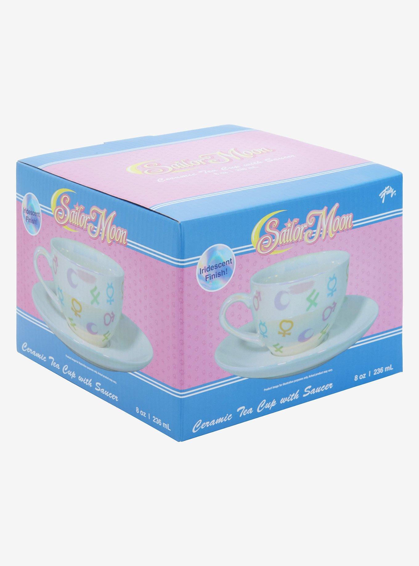 Sailor Moon Symbols Allover Print Iridescent Teacup with Saucer, , alternate