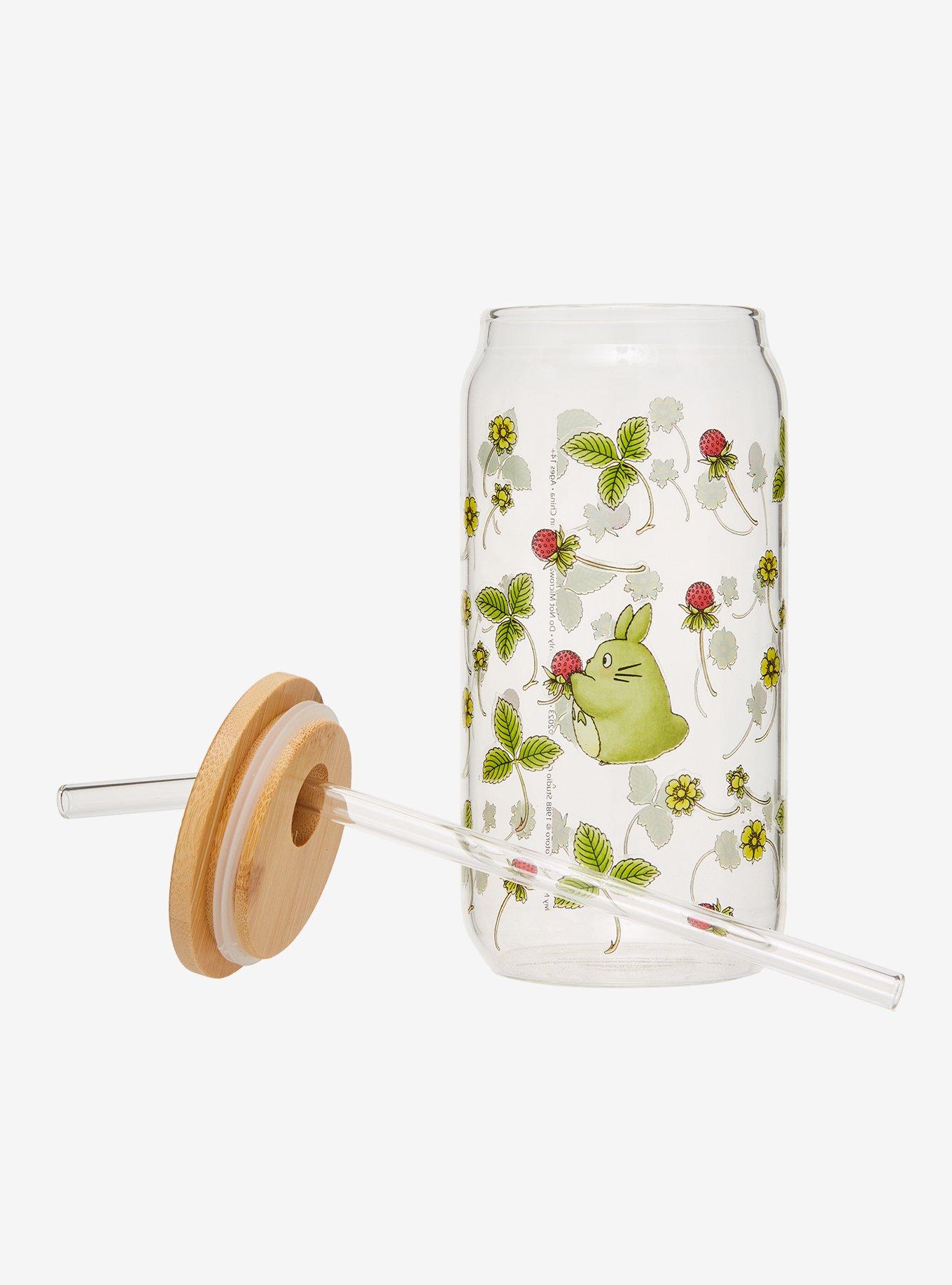 Studio Ghibli My Neighbor Totoro Floral Totoro Allover Print Glass with Straw - BoxLunch Exclusive, , alternate