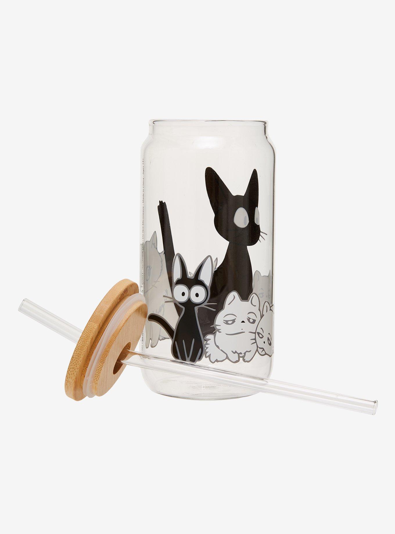 Studio Ghibli Kiki's Delivery Service Jiji & Lily Kittens Glass Cup with Lid & Straw - BoxLunch Exclusive, , alternate