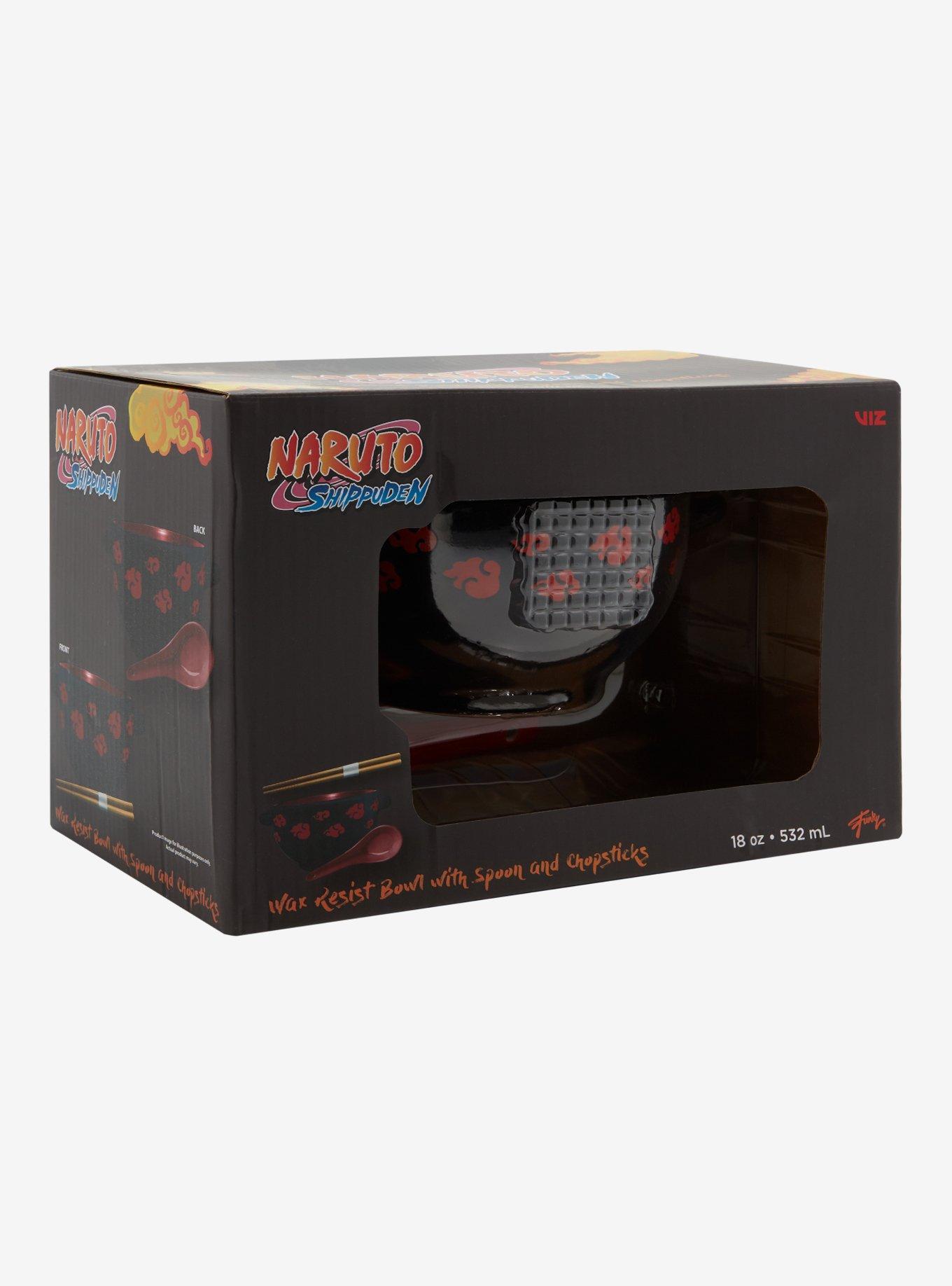Naruto Shippuden Wax Resist Akatsukui Clouds Ramen Bowl with Chopsticks and Spoon, , alternate