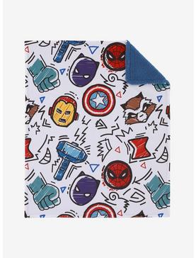 Marvel Doodle Icons Allover Print Baby Blanket - BoxLunch Exclusive, , hi-res