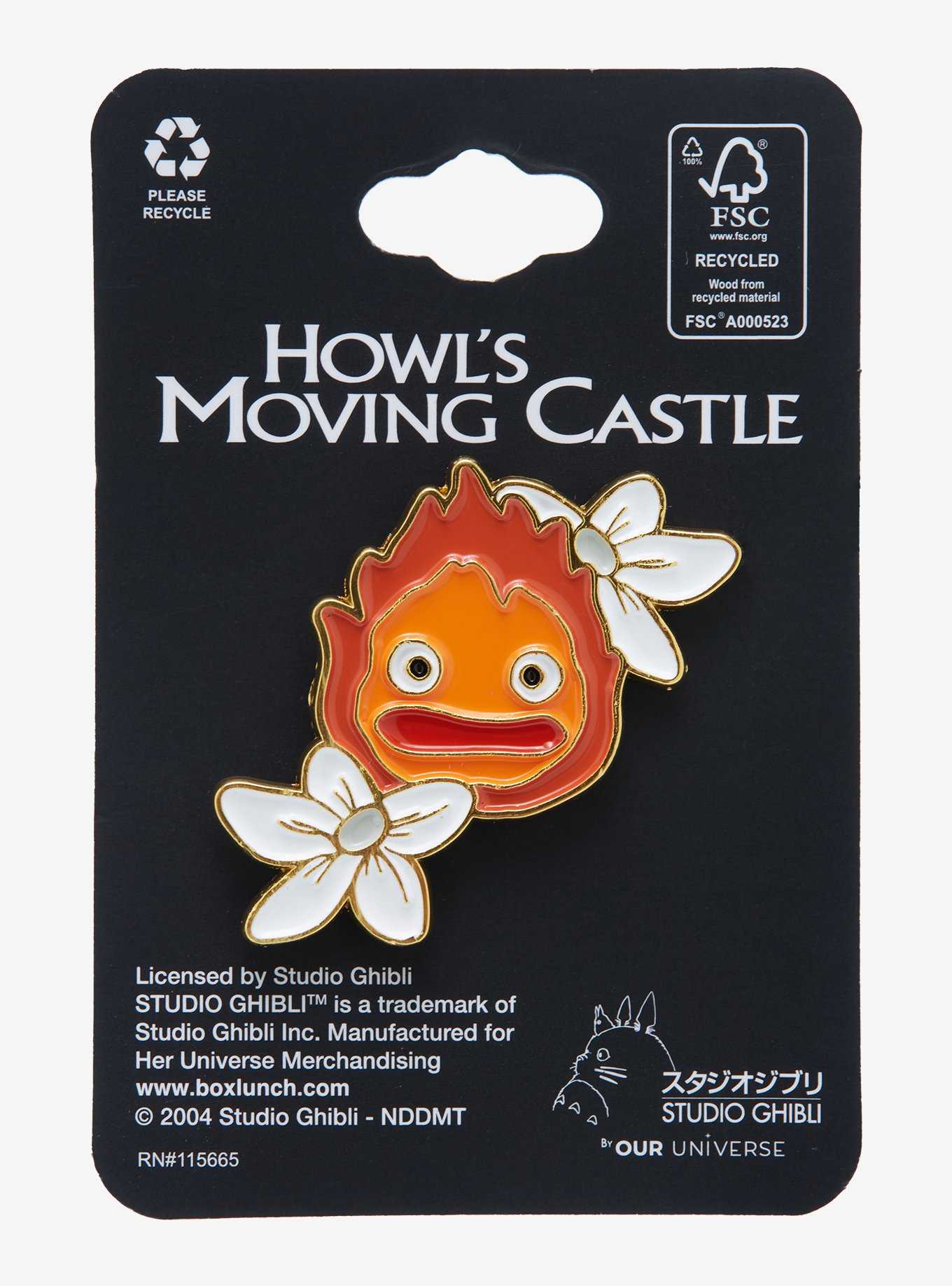 Studio Ghibli Howl's Moving Castle Calcifer Floral Enamel Pin - BoxLunch Exclusive, , hi-res