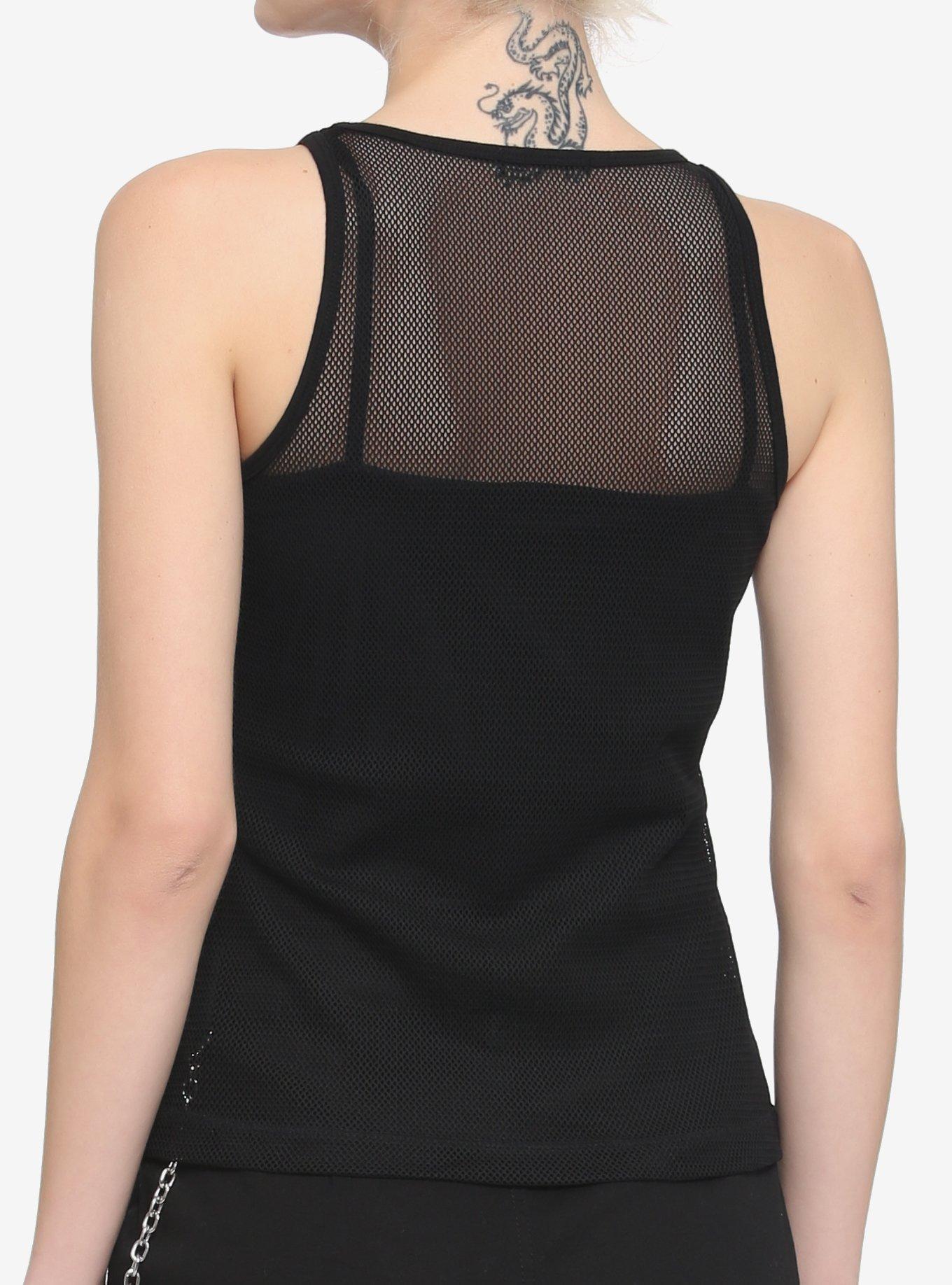 Black Fishnet Girls Tank Top, BLACK, alternate