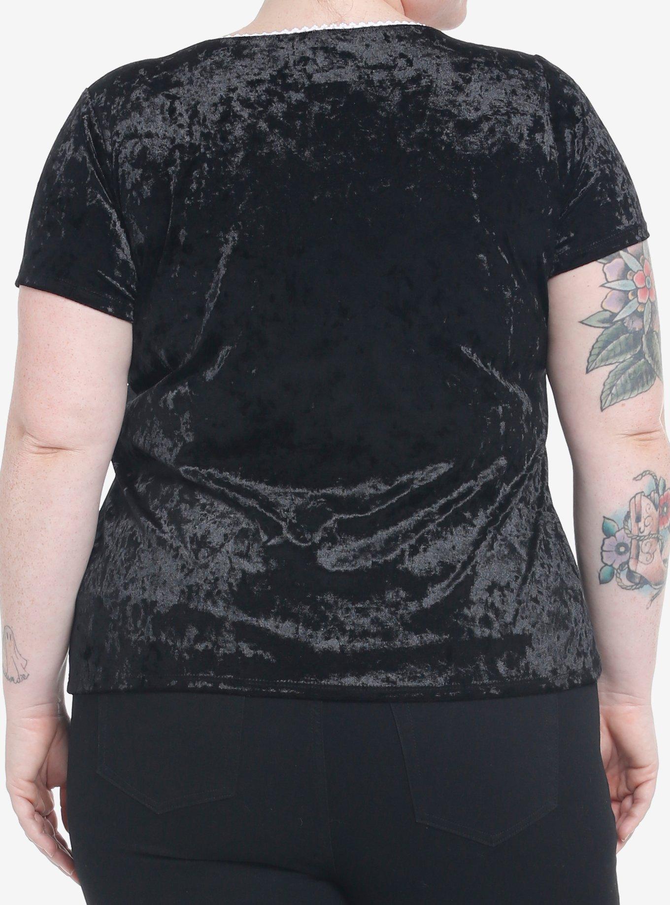 Black Velvet Girls Top Plus Size, BLACK, alternate