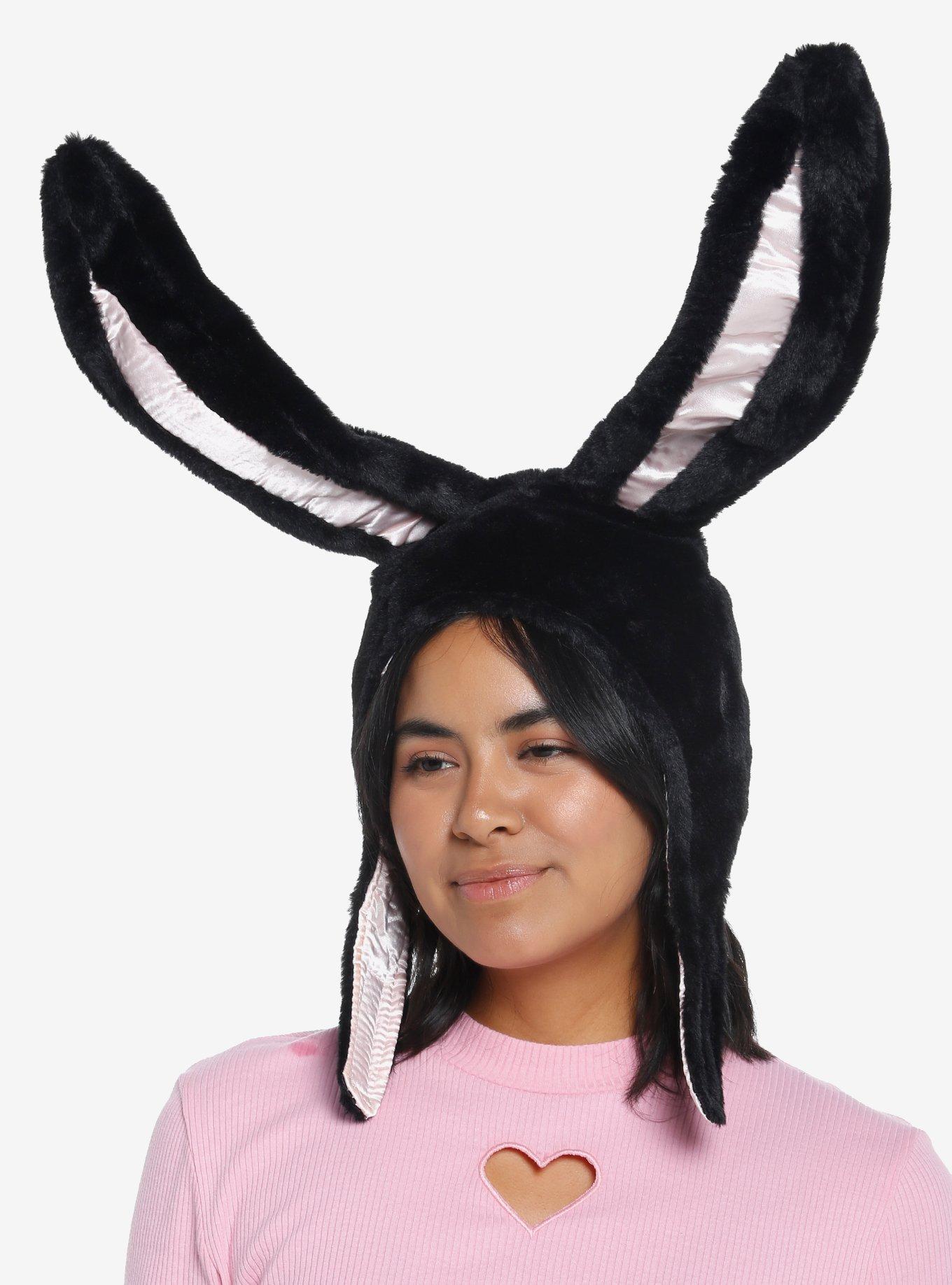 Black Bunny Ears Fuzzy Hood, , alternate