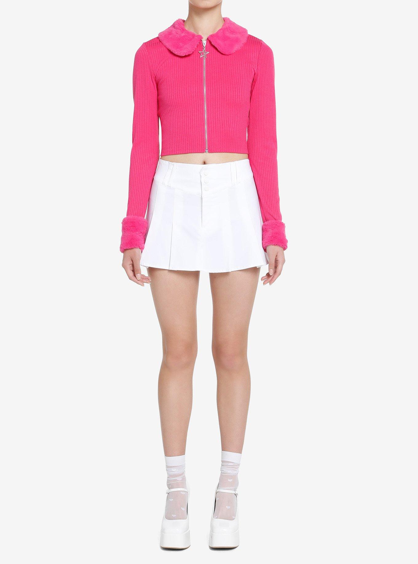 Sweet Society Hot Pink Faux Fur Zipper Girls Long-Sleeve Top, FUSCHIA PURPLE, alternate