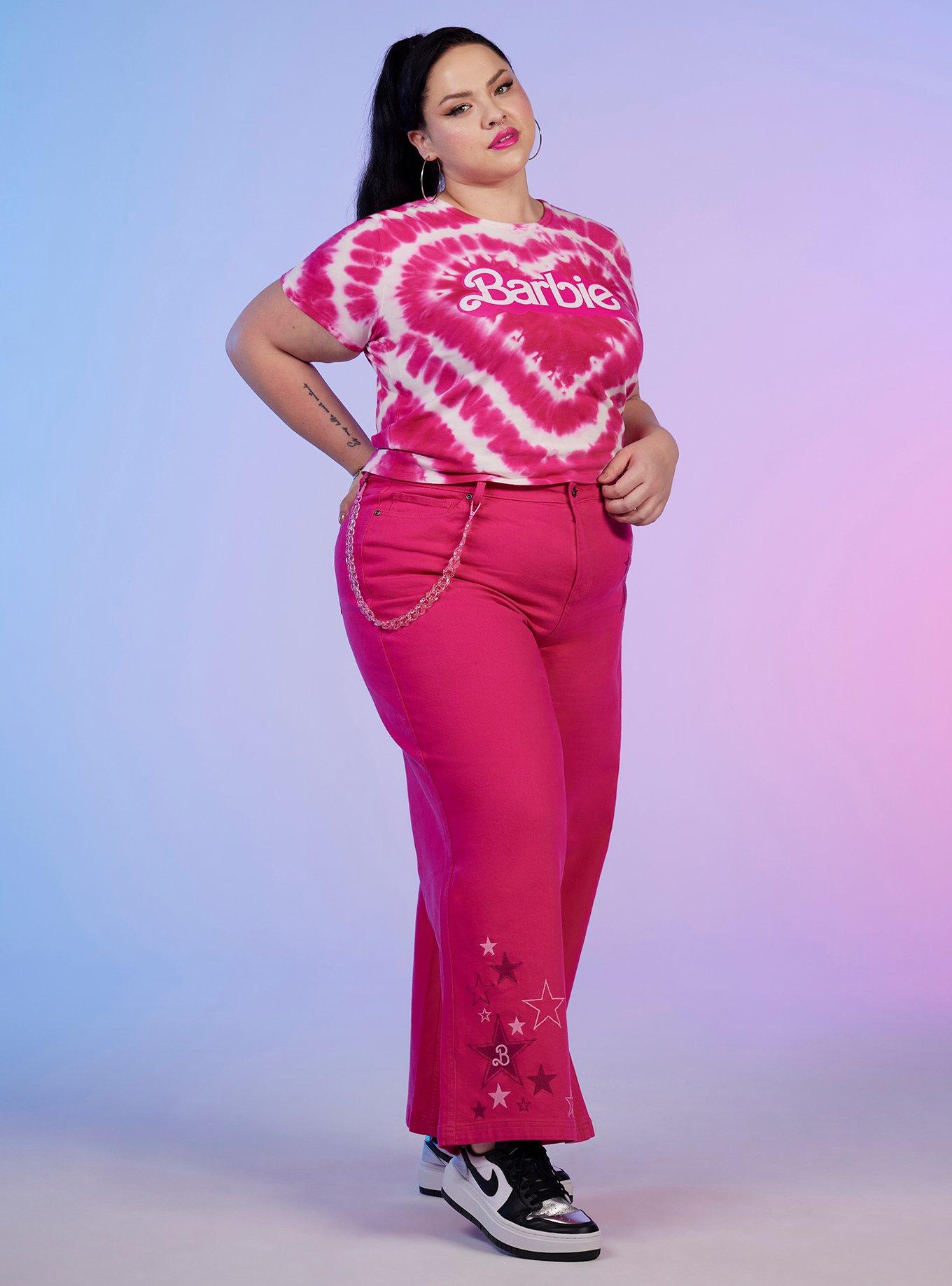 Barbie Logo Heart Tie-Dye Baby T-Shirt Plus Size, PINK, alternate