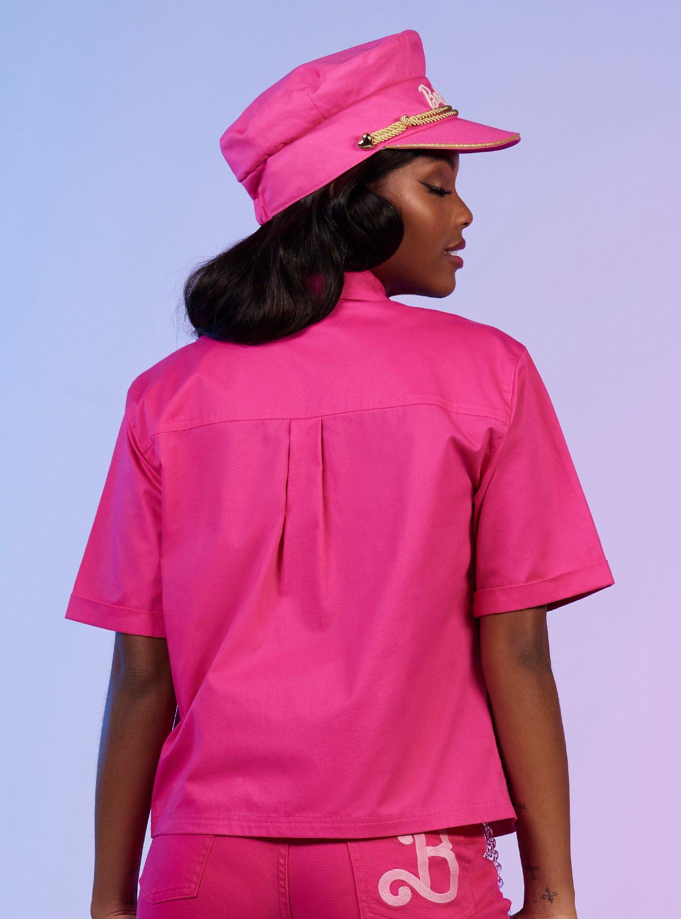 Barbie Work Skimmer Woven Button-Up, PINK, alternate