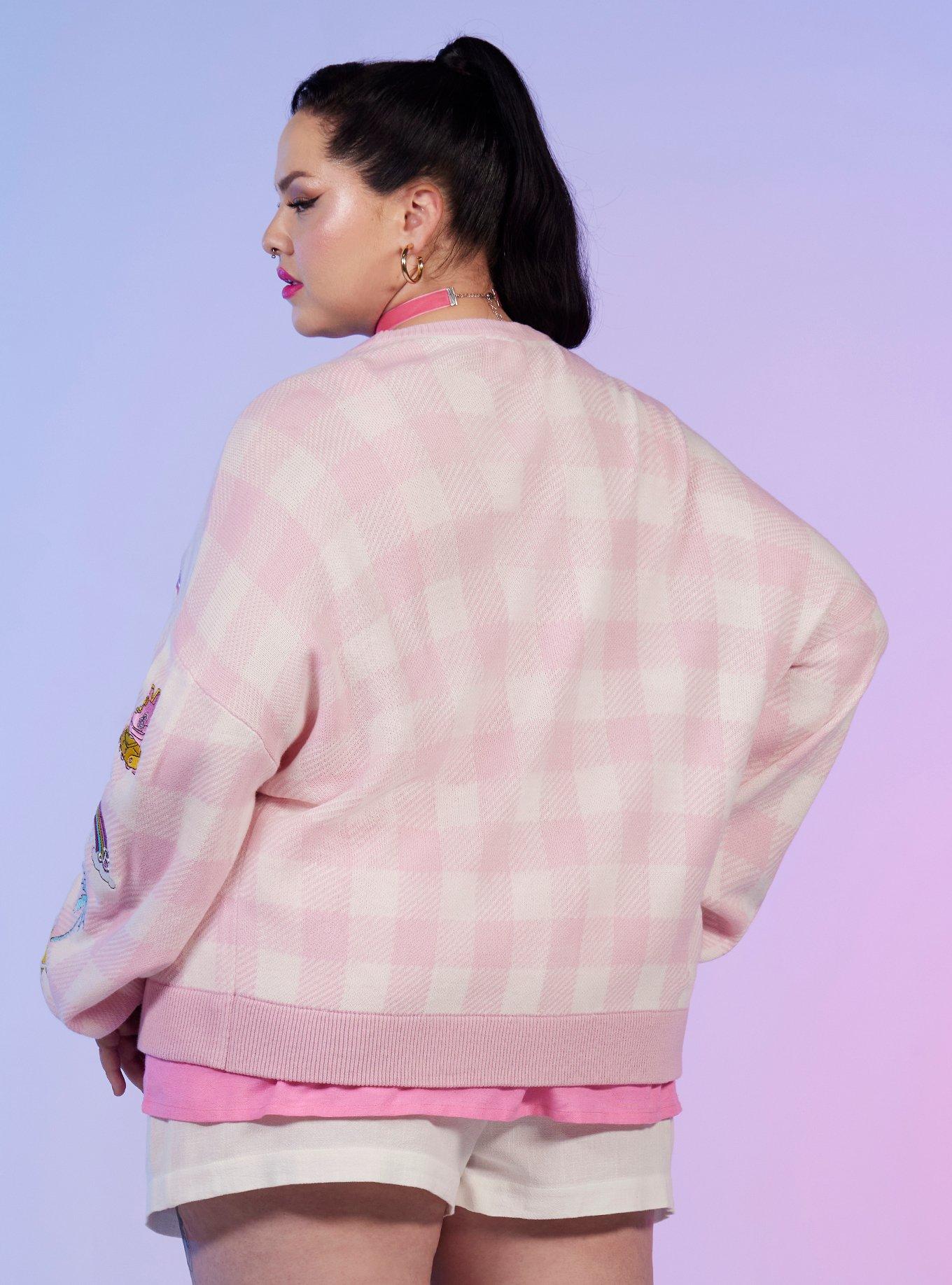 Barbie Gingham Patch Cardigan Plus Size, PINK, alternate